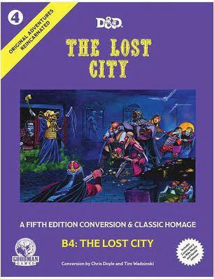 D&D Original Adventures Reincarnated 4 The Lost City cover featuring adventurers near a desert pyramid.