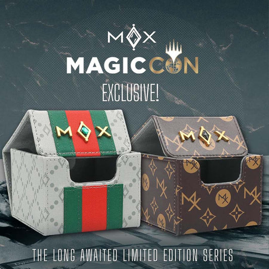 Two Mox Box storage boxes, Multi Color, 133 count each, MagicCon exclusives for card storage.