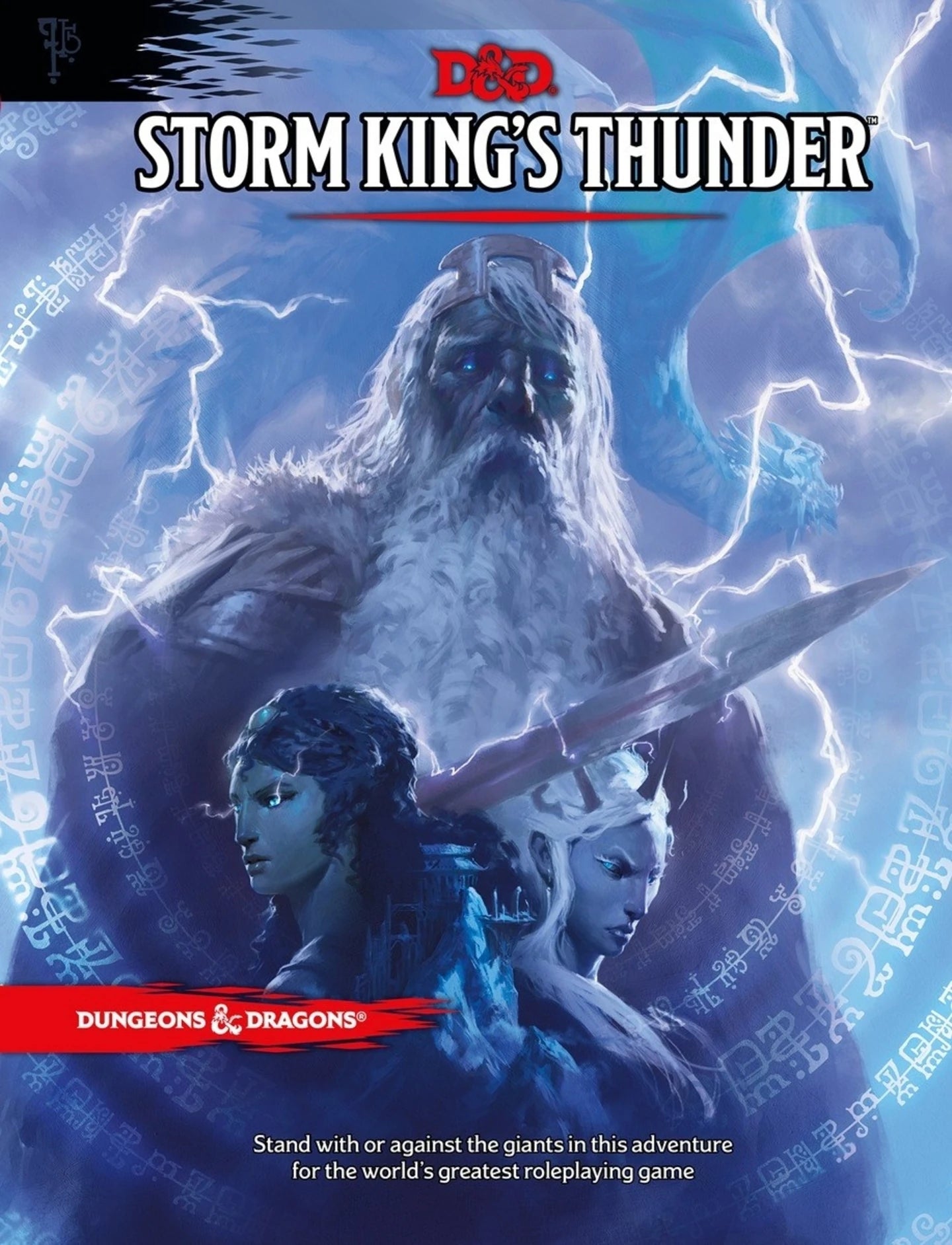 Storm Kings Thunder cover featuring a giant bearded figure with lightning and two warriors.