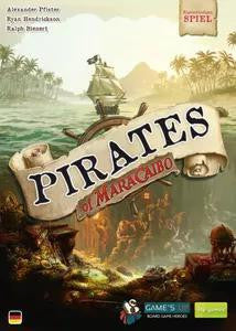 The Pirates of Maracaibo board game cover showing a pirate ship, an island, and the game title.