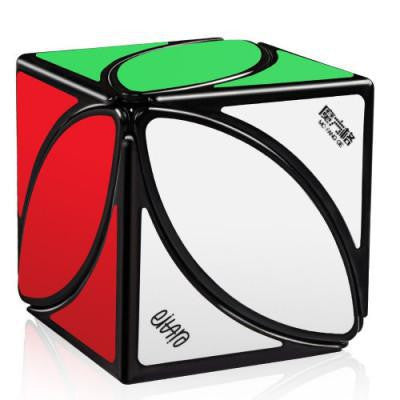 QY Speed Cube Ivy with black edges, curved lines, and green, red, and white stickers on each face.