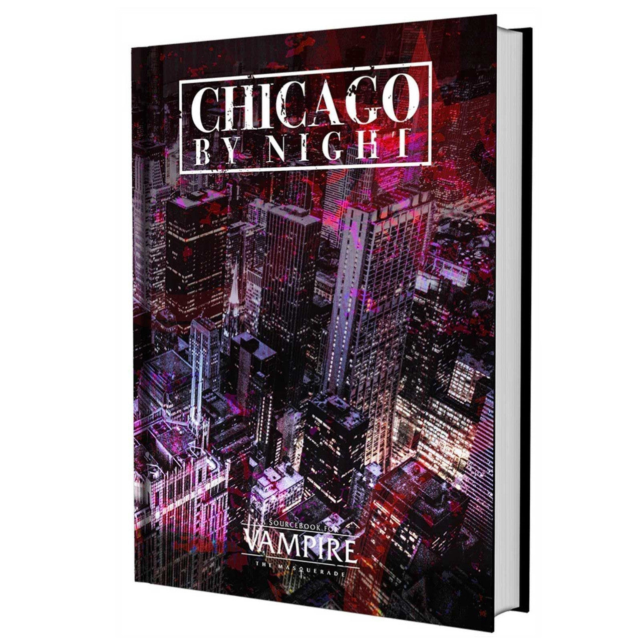 Chicago By Night Vampire the Masquerade book with neon-lit aerial city cover.