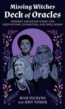 Missing Witches Deck of Oracles book cover with illustrated witches, floral borders, and the title.