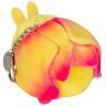 Yellow and pink Micro Squishable Rosy Maple Moth keychain with metal clip.