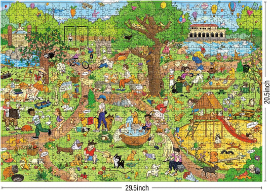 Dog Park Leisure Time 1000 Piece Jigsaw Puzzle.