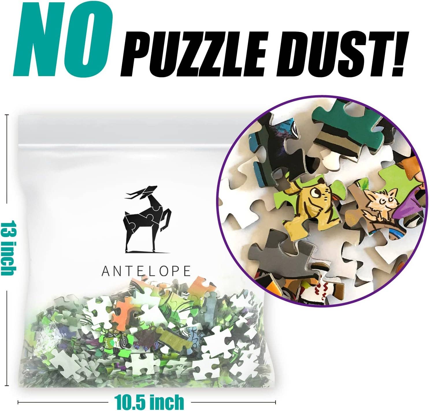 Dog Park Leisure Time 1000 piece jigsaw puzzle, antelope logo bag, dust-free, pieces arranged in a circle.