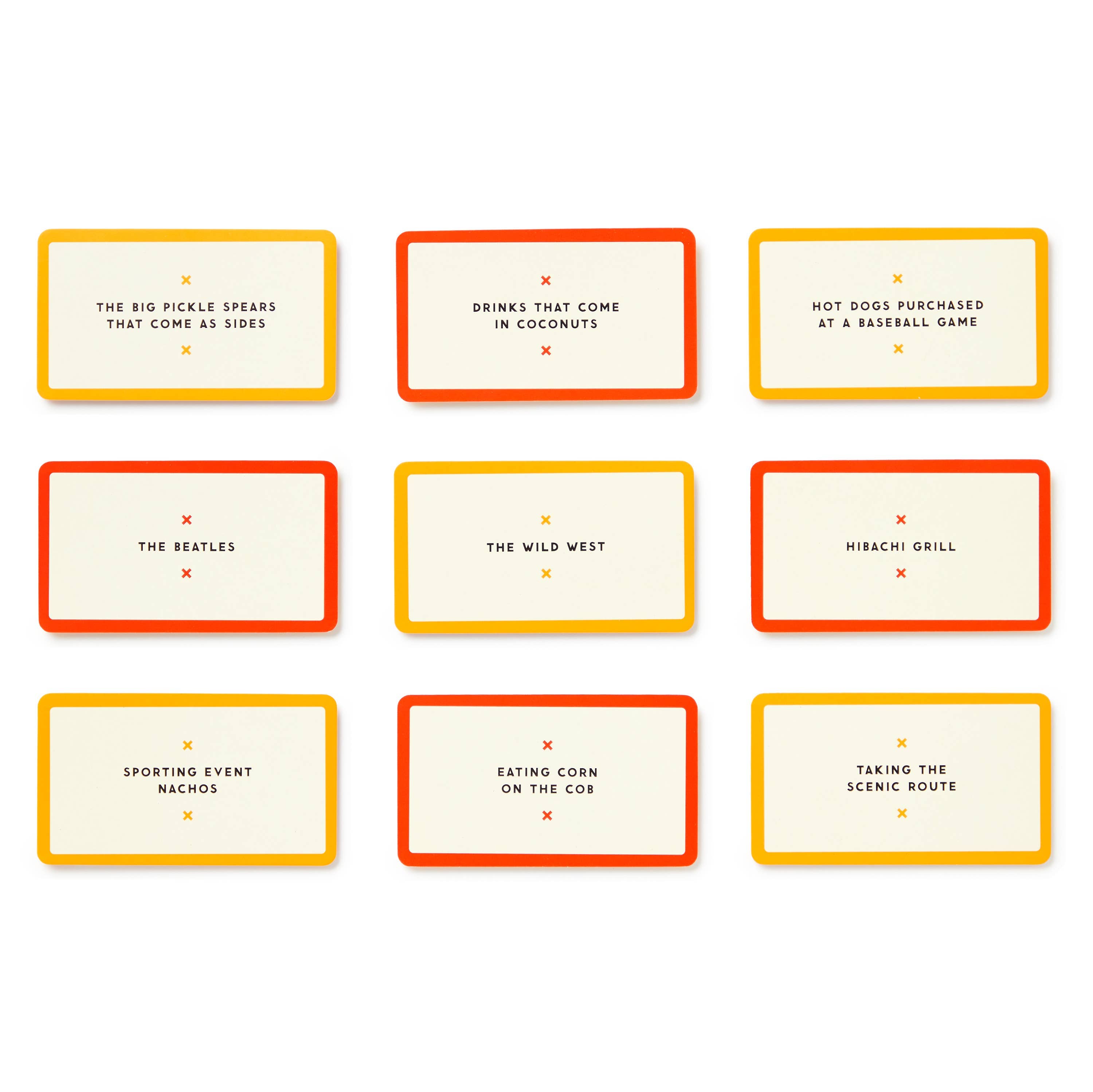 Nine Brass Monkey Overrated / Underrated cards arranged in a 3x3 grid.