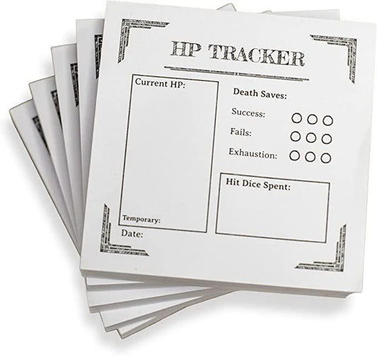 Dungeon D&D Sticky Notes 5 Pack for tracking HP, death saves, initiative, and exhaustion in RPGs.