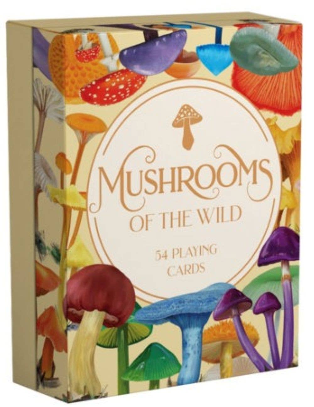 Mushrooms Of The Wild playing cards featuring colorful illustrated mushrooms on each card.