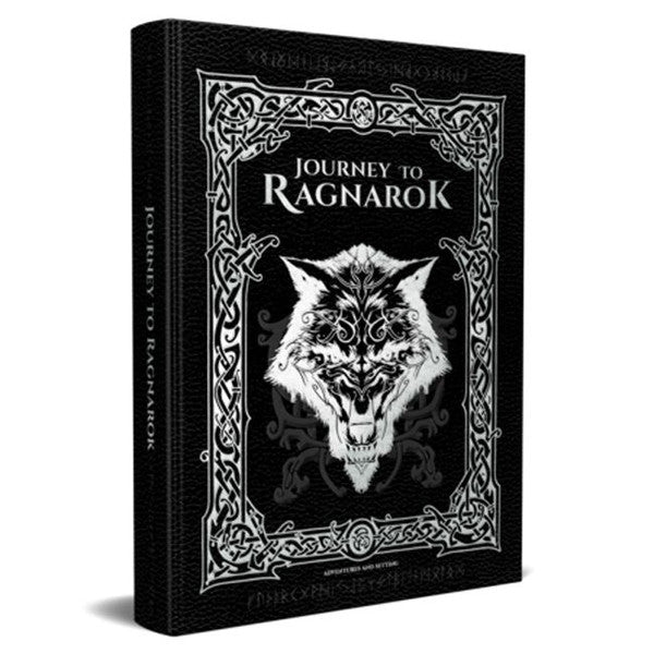 D&D 5E: Journey to Ragnarok Deluxe, black cover featuring a wolf and Norse-style borders.