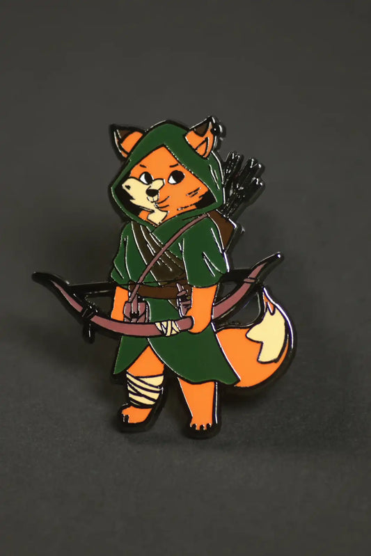 Cute Pin Pack fantasy or D&D pin featuring a fox archer wearing a green hood.
