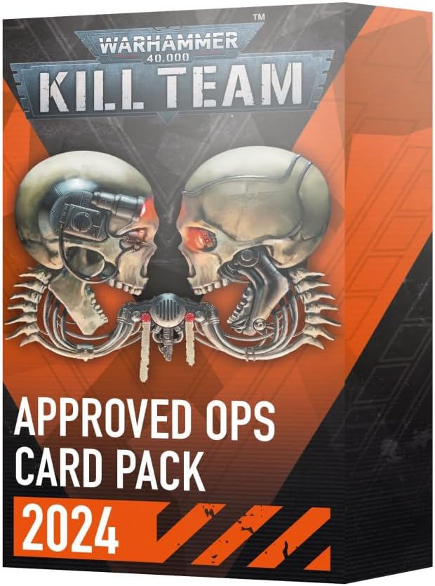 Kill Team: Approved OPS Card Pack 2024 includes Tac Ops cards, mission maps, and two mechanical skulls.