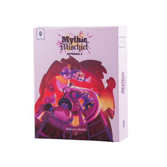 Mythic Mischief Appendix A board game box showing Ghosts, Trolls, and Witches.