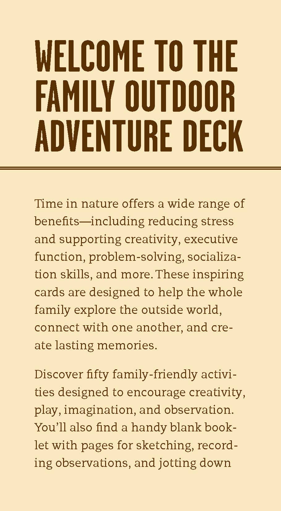 Family Outdoor Adventure Deck featuring nature activities and games for families.