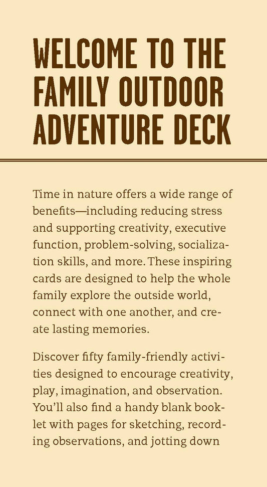 Family Outdoor Adventure Deck featuring nature activities and games for families.