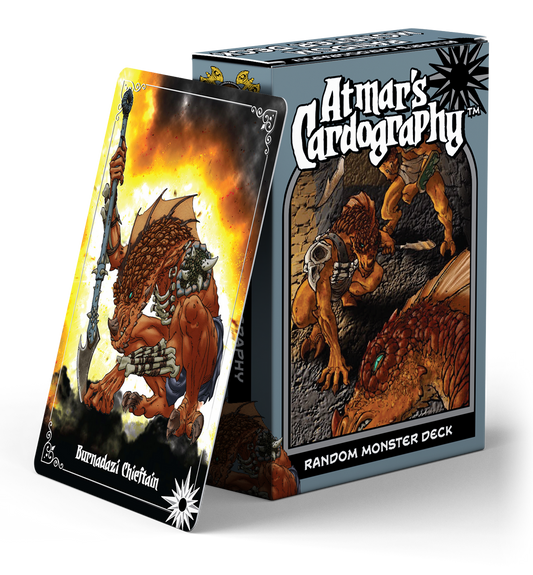 Cardography - Random Monster fantasy card featuring an armored monster for encounters.