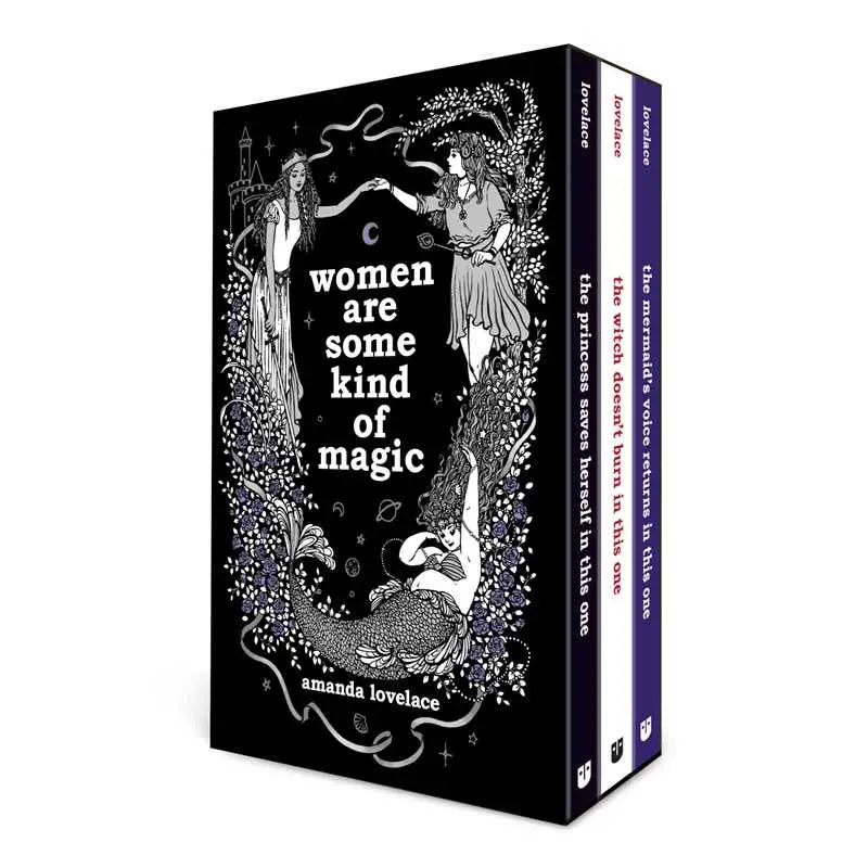 Women Are Some Kind of Magic Boxed Set by Amanda Lovelace, poetry trilogy with illustrated covers.