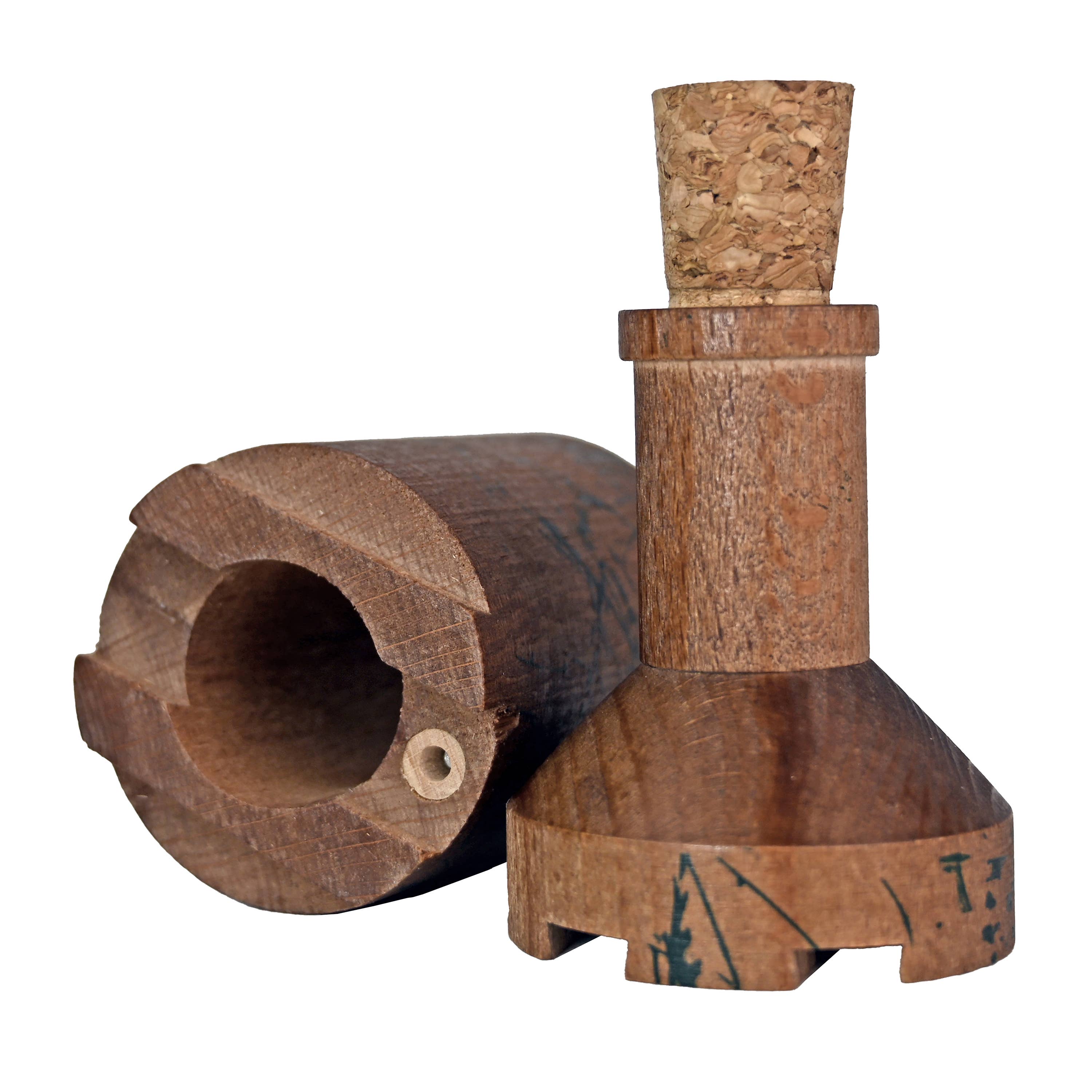 The Message in a Bottle Secret Puzzle Box, wooden cylinder with cork stopper.