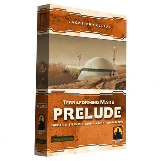 Terraforming Mars: Prelude Expansion box cover featuring a domed habitat on the Martian surface.