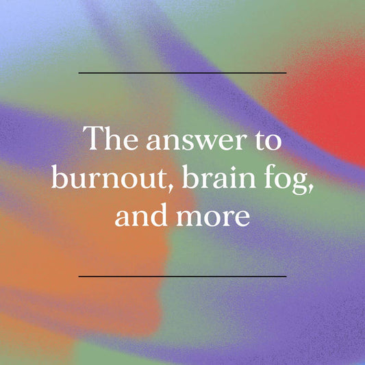 Inner Workout—your self-care for burnout, brain fog, and more. Pastel purple, green, and orange background.
