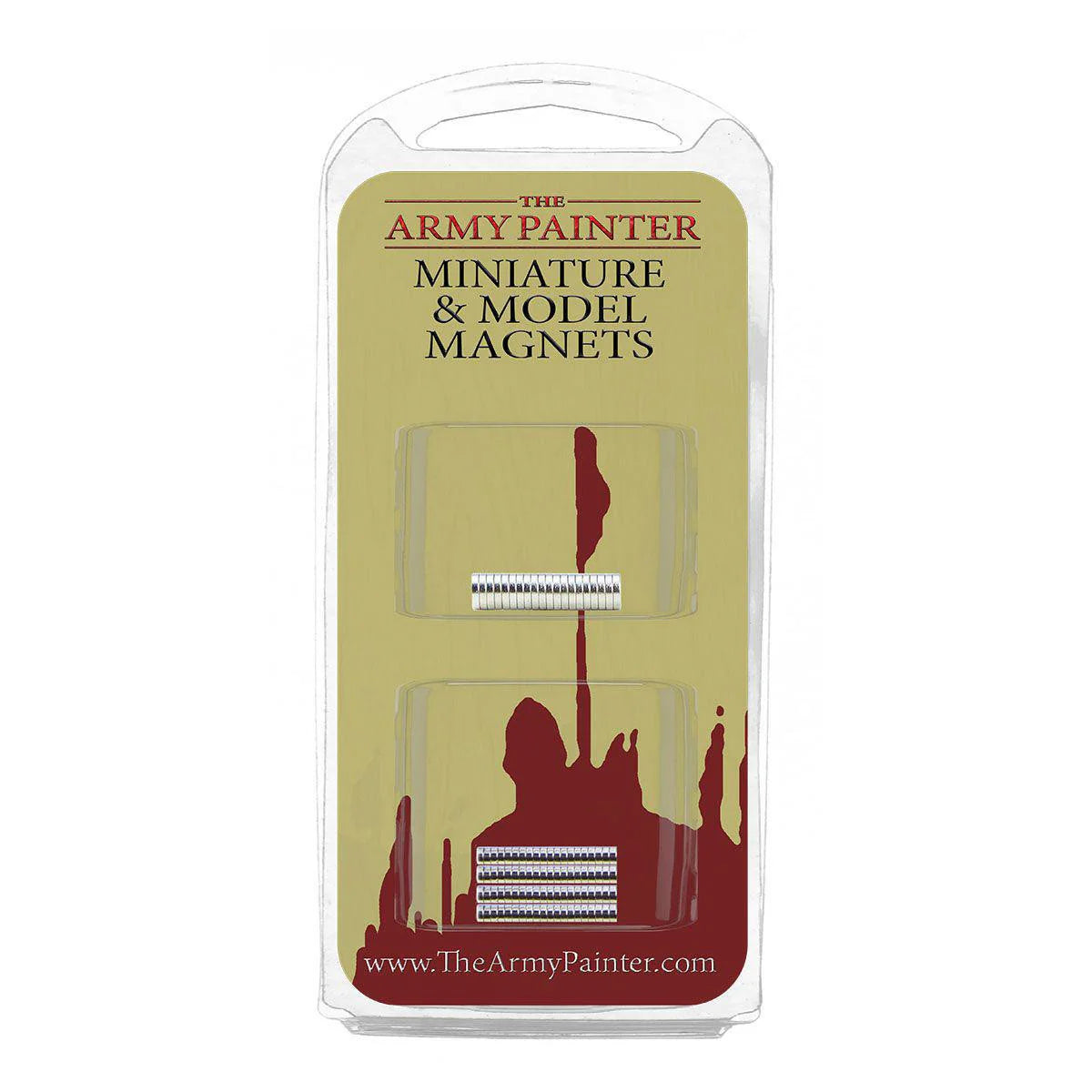 Army Painter Miniature and Model Magnets in a clear plastic case containing small silver magnets.