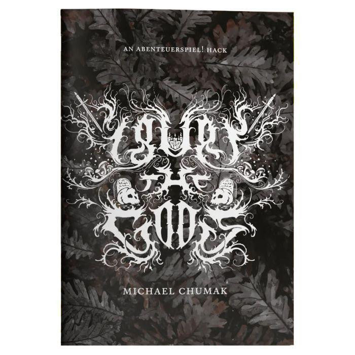 I Bury the Gods book cover with white title text on a leafy background; dark fantasy RPG.