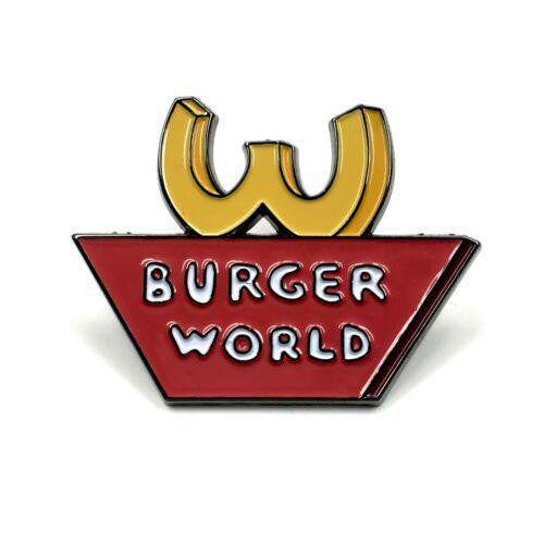 Beavis and Butthead Burger World enamel pin, 1.5 soft enamel, black nickel finish, with fries in red container.
