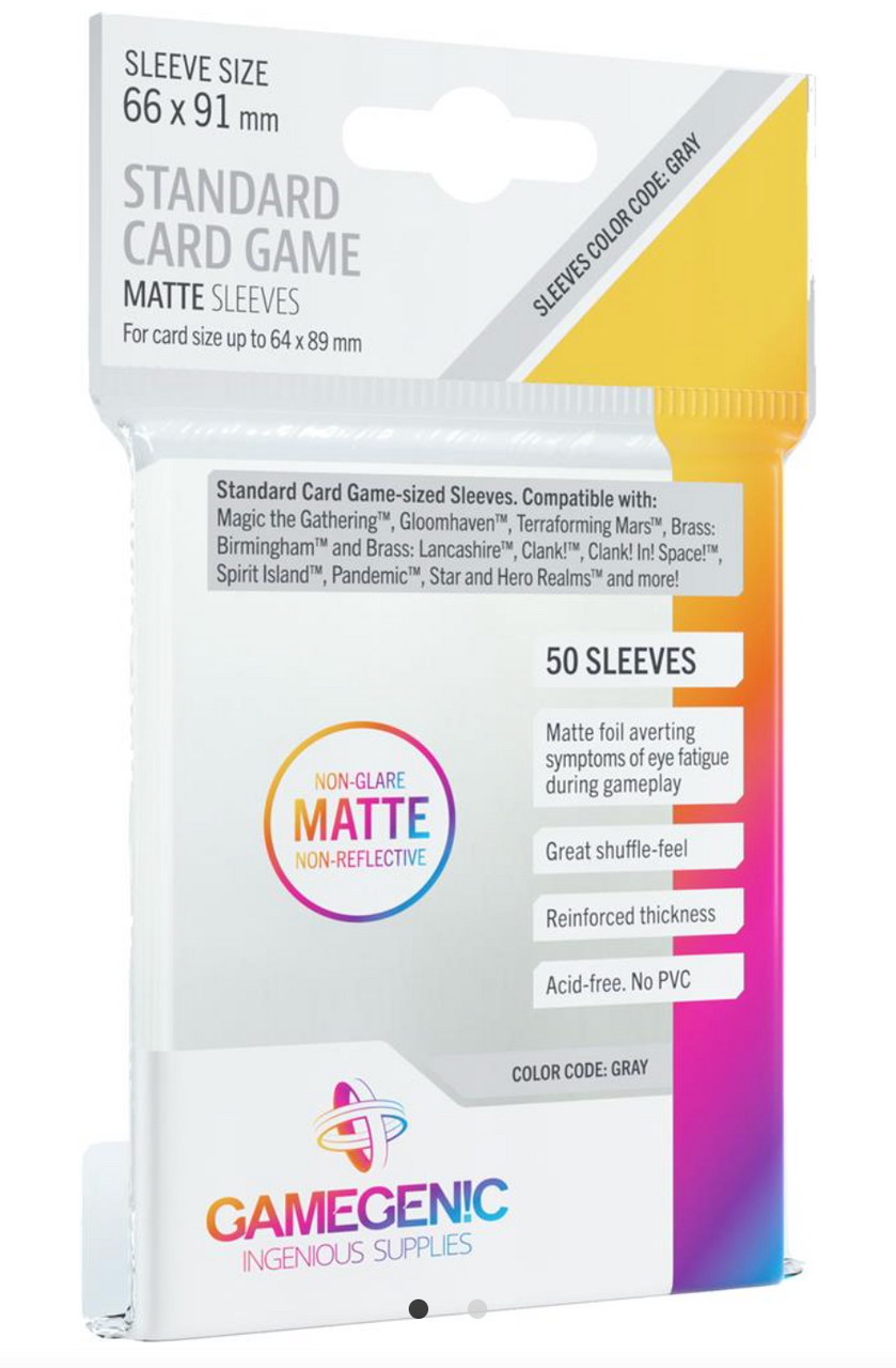 Gamegenic Matte Clear Standard Card Game Sleeves, 66x91mm, pack of 50.