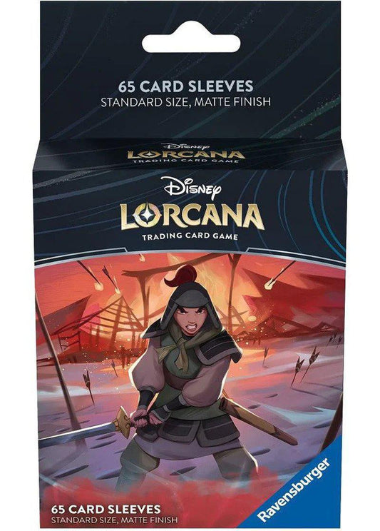 Disney Lorcana card sleeves, standard matte, 65 count, box variant with Mulan and sword.