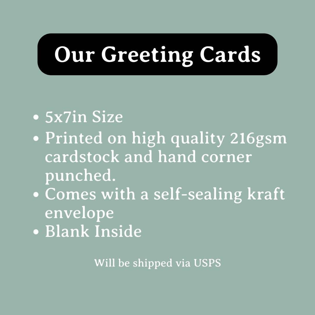 UNO birthday card, 5x7 inches, 216gsm, blank inside, includes kraft envelope, green background. Ships USPS.