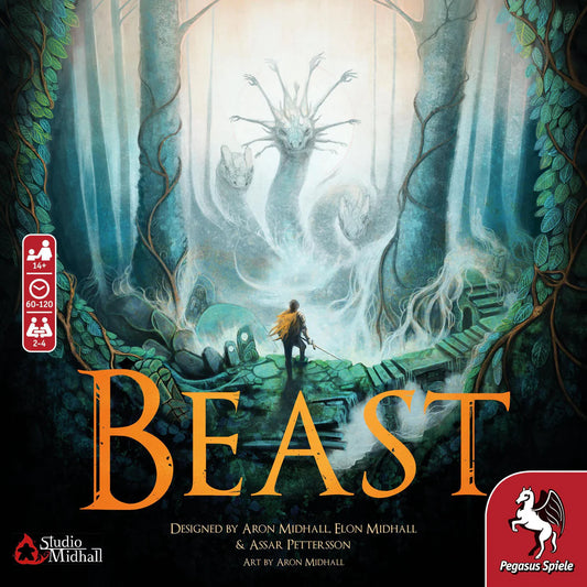 Product labeled Beast in bold orange letters, shown with hero and three-headed serpent illustration.