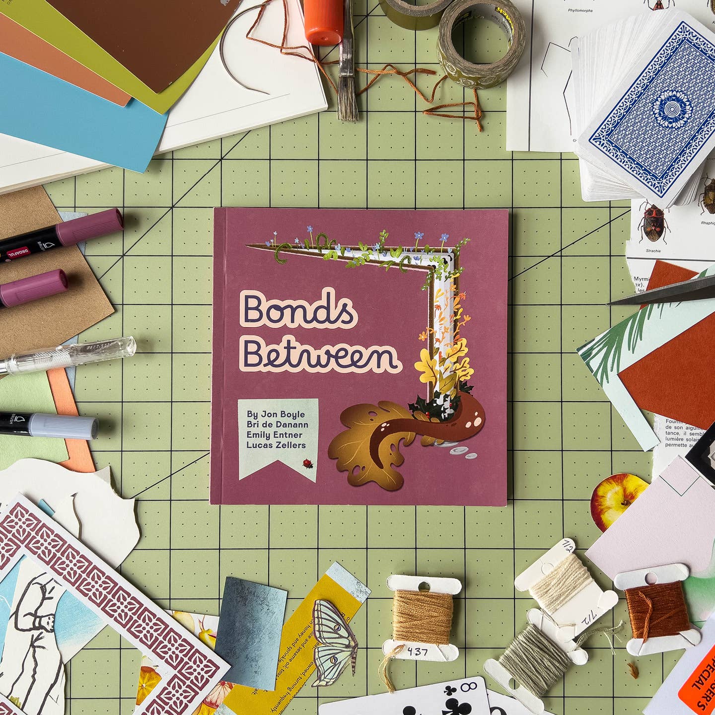 Bonds Between magic book on a green cutting mat.