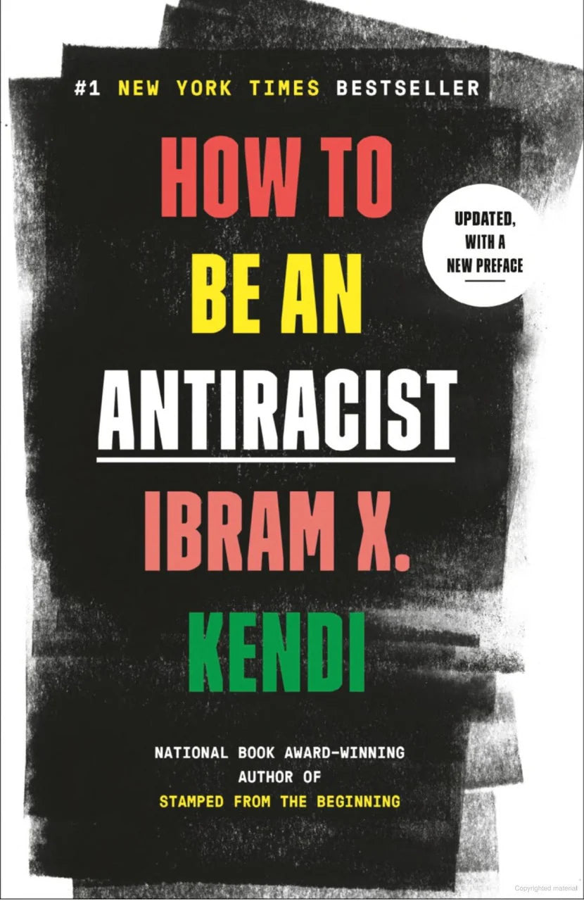 How to be an Antiracist book cover with bold, colorful text on a black background.