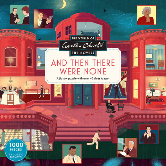 World of Agatha Christie: And Then There Were None Puzzle box showing mansion, characters, and Soldier Island.