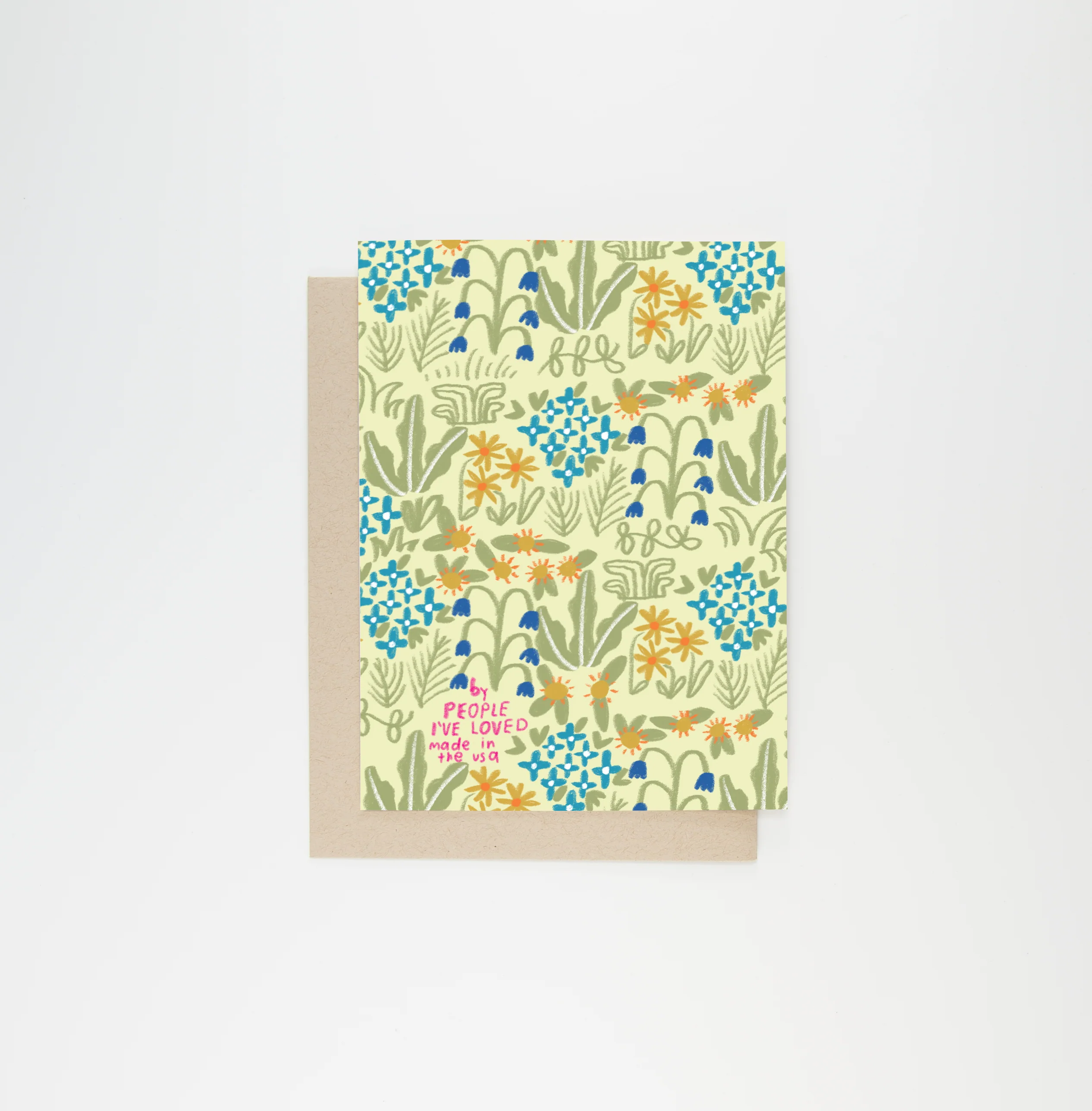 Meant For You Baby Card with colorful Venus of Willendorf floral pattern and People Ive Loved text at the bottom.