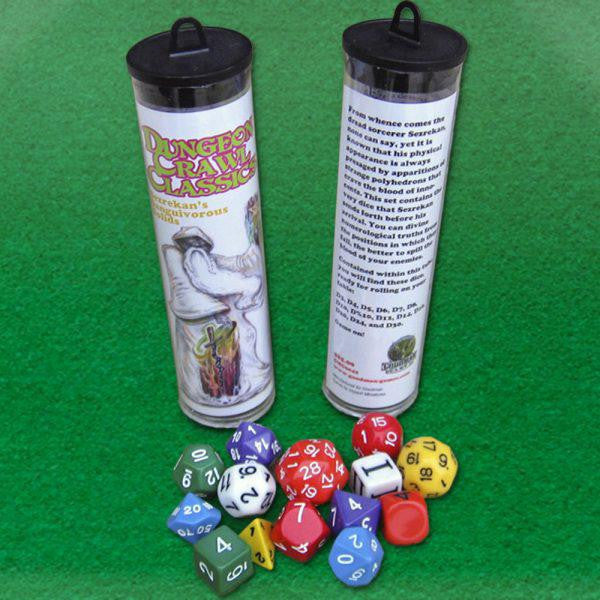 Dungeon Crawl Classic Sezrekans Sanguivorious Solids game set on a green surface.