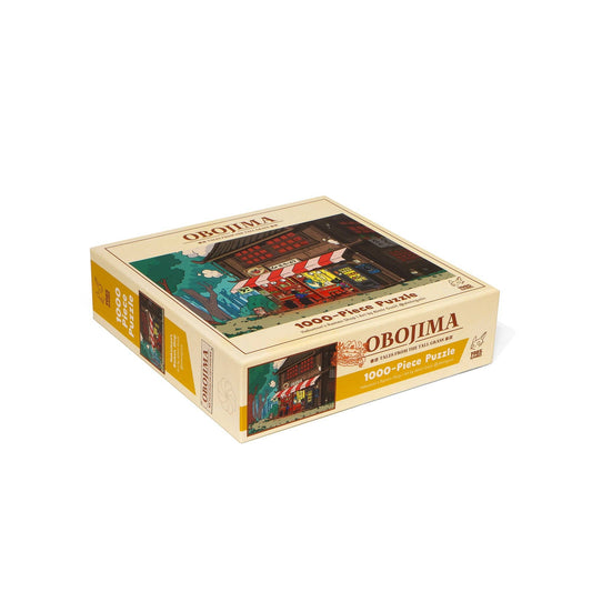 Obojima Hakumons Ramen Shop 1000-piece puzzle with artwork of a busy street ramen shop scene.