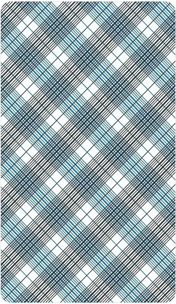 Rider-Waite Tarot Deck card back with blue and black plaid lines on a white background.
