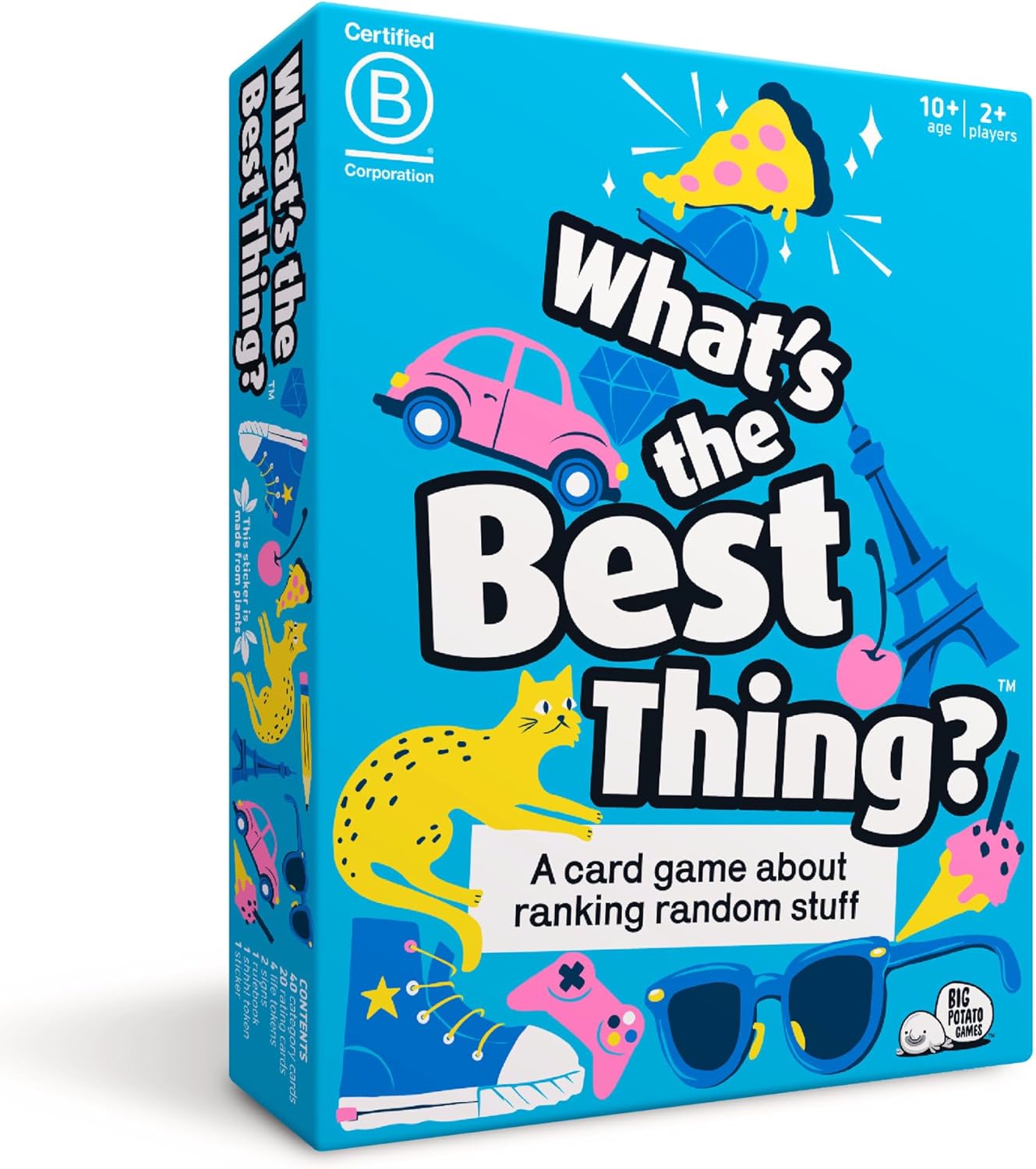 Blue box for Whats the Best Thing? party game with playful icons and bold text on the packaging.