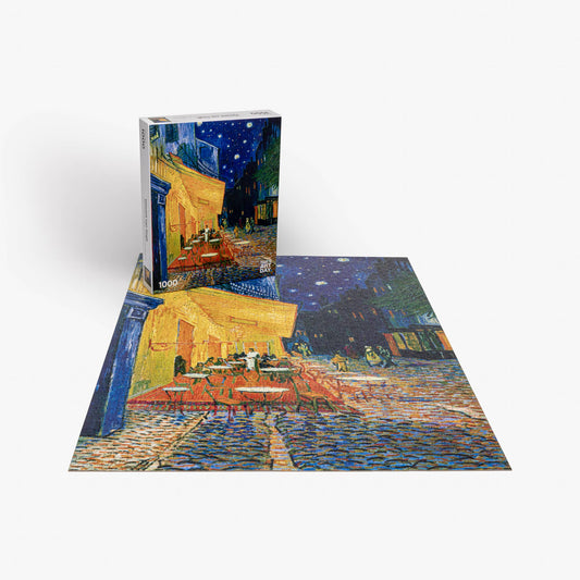 1000-piece Vincent van Gogh Cafe Terrace puzzle with matching box.