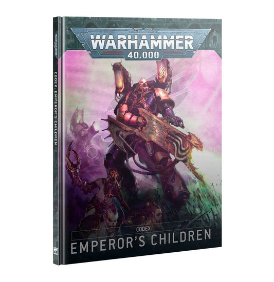 Warhammer 40,000 Emperors Children Codex book with an armored warrior on the cover.