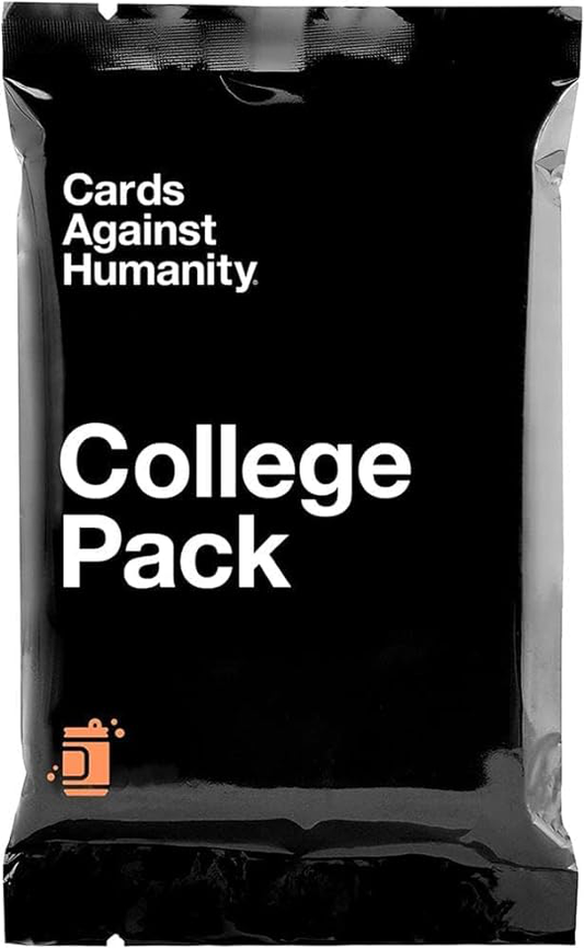 Sealed black pack labeled Cards Against Humanity: College Pack.