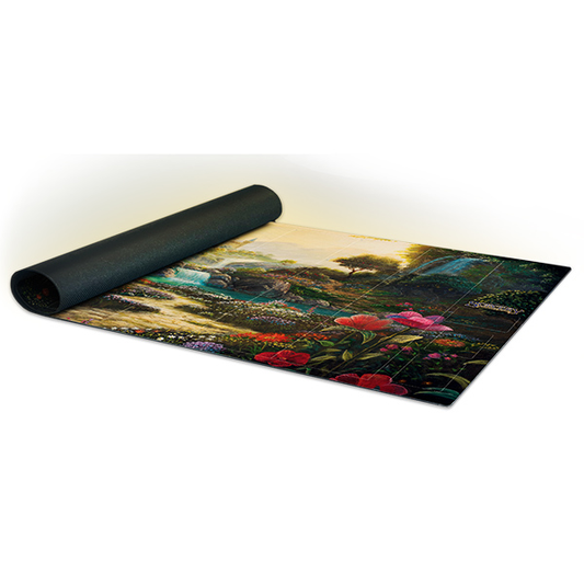 Sorcery: Contested Realm Arthurian Legends Playmat - Valley of Delight with neoprene and valley landscape design.