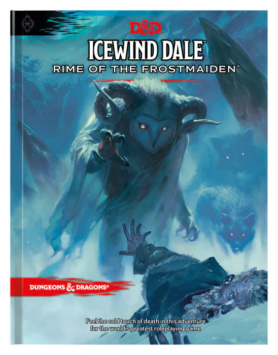 Dungeons & Dragons Icewind Dale: Rime of the Frostmaiden Adventure Module featuring an icy monster and fallen figure on cover.