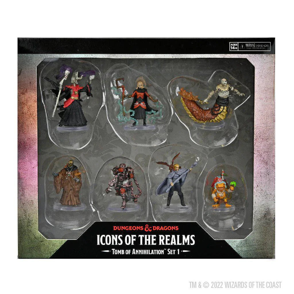 D&D Icons of the Realms: Tomb of Annihilation Box 1, set of 7 miniatures by Wizards of the Coast.