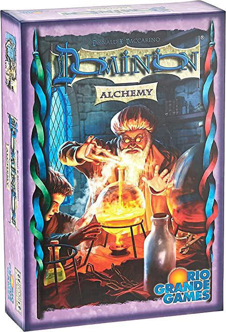 Dominion Alchemy expansion box showing an alchemist with potions.