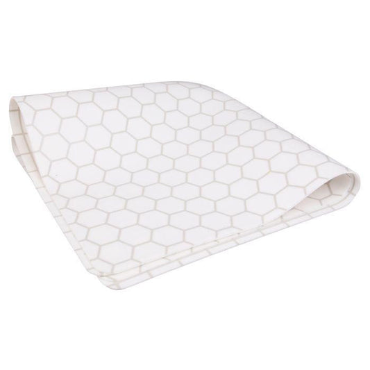 White Silicone Gaming Mat, folded, with a subtle hexagonal honeycomb pattern.