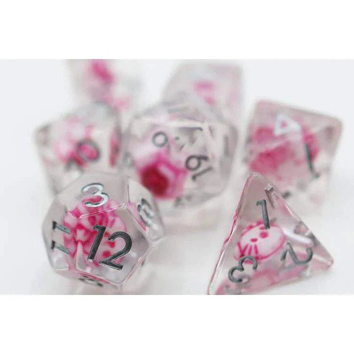 Anime Kitty RPG Dice Set with cat-themed designs for D&D and tabletop role-playing games.