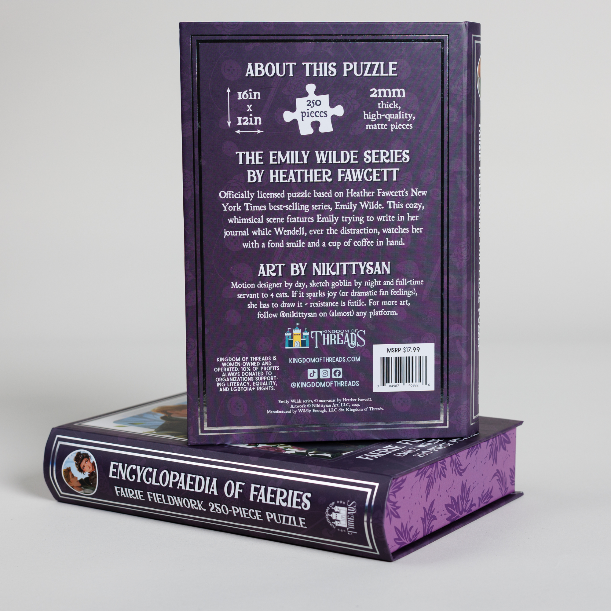 Faerie Fieldwork Keepsake Puzzle, Emily Wilde edition, with book-shaped box and faerie encyclopedia included.