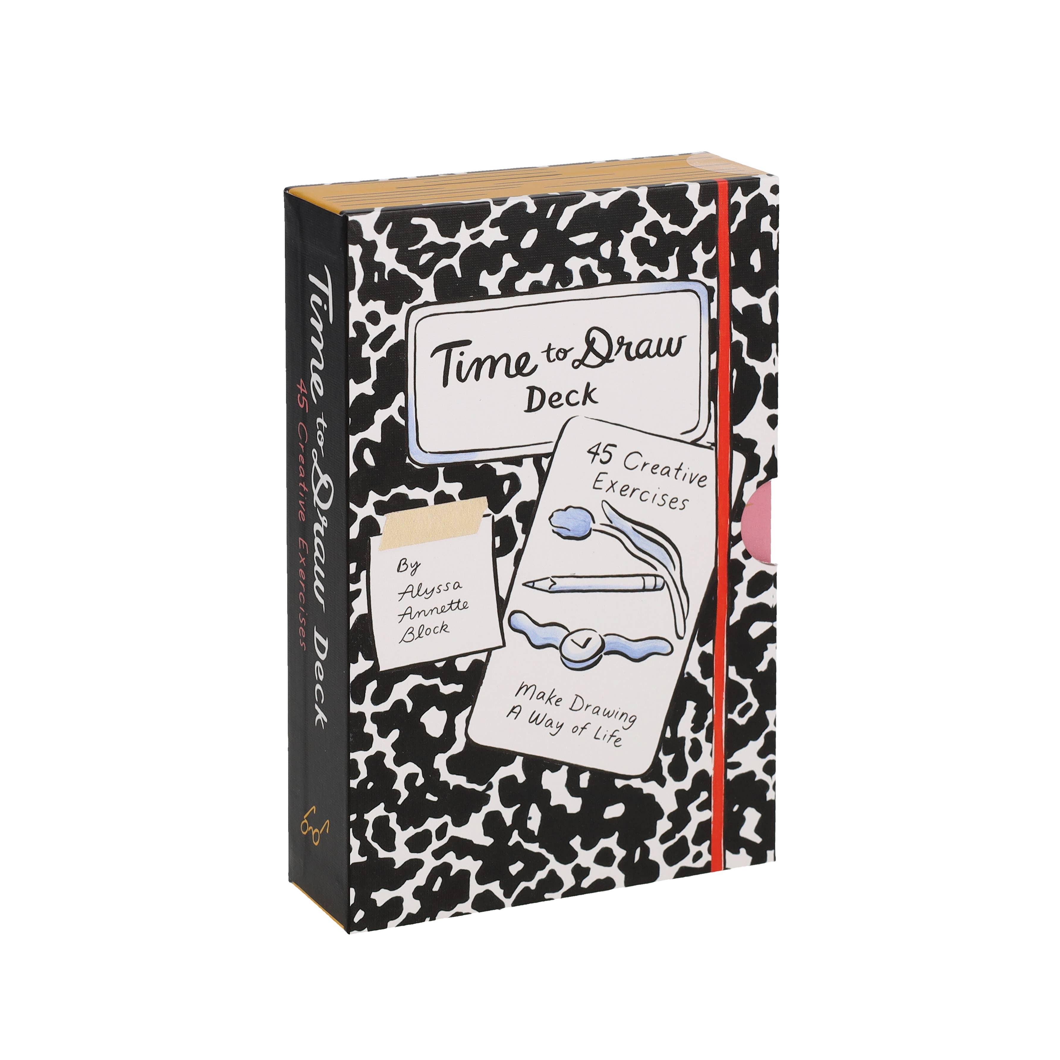 The Time to Draw Deck with 45 drawing exercises and prompts by Alyssa Annett Block.